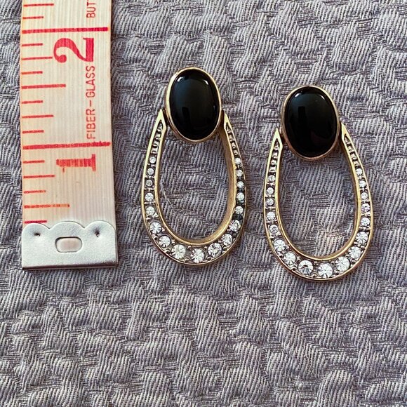 Vintage Fifth Avenue Collection - Black Onyx Sparkly Earrings - Picture 9 of 11